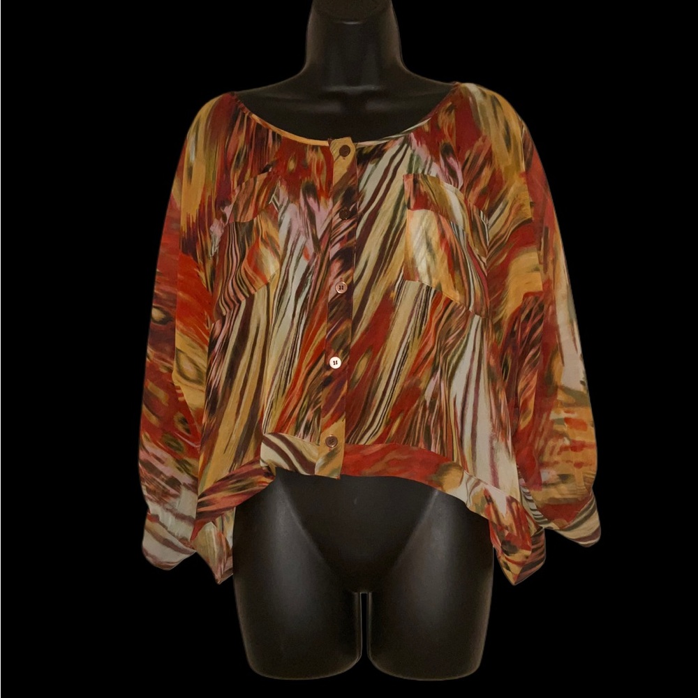 Allen B. By Allen Schwartz Multicolor Abstract Blouse